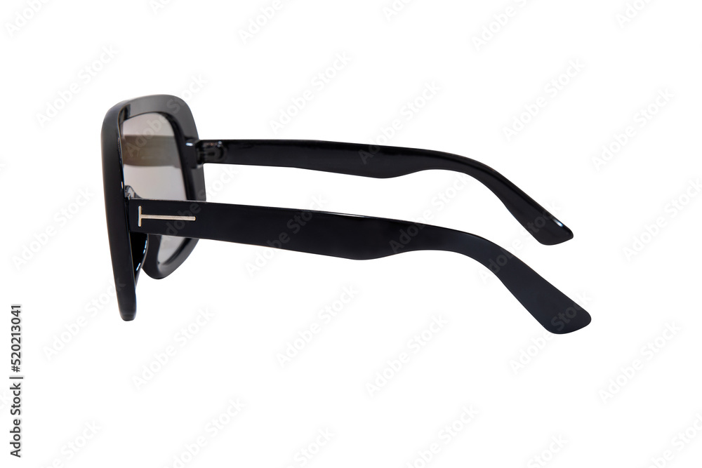 Fototapeta premium Oversize polarized sunglasses rainbow lens black frame glasses for men and women side view