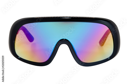 Oversize polarized sunglasses rainbow lens black frame glasses for men and women front view © Mohsin