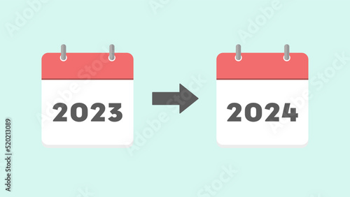 2023年と2024年の日めくりカレンダー - 年末年始･予定の変更･延期のイメージ素材
