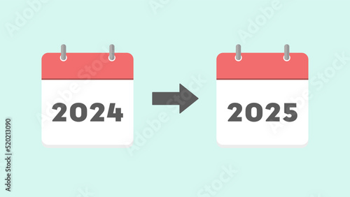 2024年と2025年の日めくりカレンダー - 年末年始･予定の変更･延期のイメージ素材
