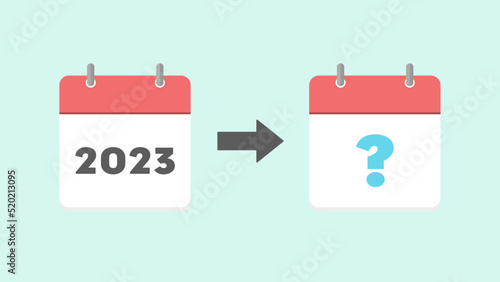 2023の文字と?マーク入りの年間カレンダー - 予定･計画の延期・変更・未定のイメージ素材

