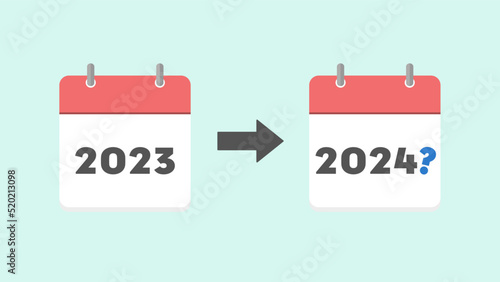 2023と2024?の文字入りの年間カレンダーのイラスト - イベントや計画の延期･変更のイメージ素材
