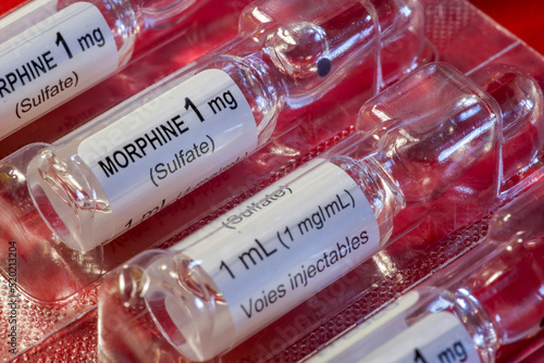 Close-up of Morphine vial photo