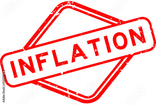 Grunge red inflation word rubber seal stamp on white background