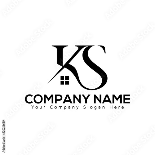 Logo design of ks house in vector for construction, home, real estate, building, and property. creative elegant Monogram. Premium Business ks home logo icon