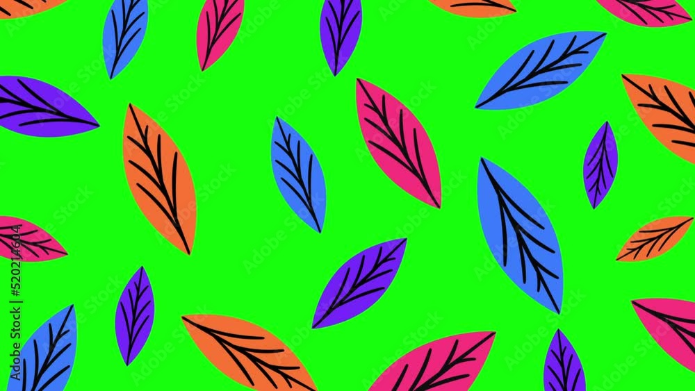 Animated Neon Colors Leaves Pattern Isolated on Chroma Key Background Autumn Leaves Texture Creative Animation Website or Social Media Pattern Banner Template Loop animation 4K Motion Video Design. Animated Neon Colors Leaves Pattern Isolated on Chroma Key Background Autumn Leaves Texture Creative Animation Website or Social Media Pattern Banner Template Loop animation 4K Motion Video Design.