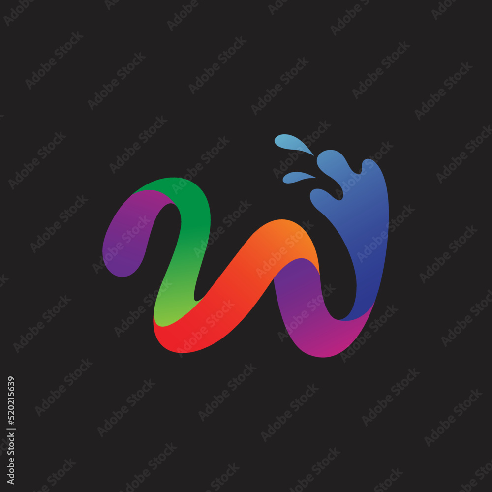 Letter W With Water Splash Logo Vector Letter W With Water Splash Logo Vector