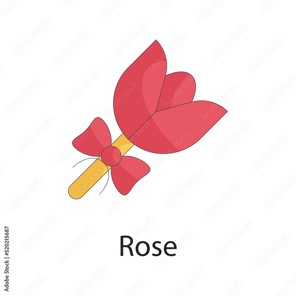 Rose vector Filled Outline Icon Design illustration on White background. EPS 10 File 