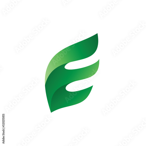 Letter E Leaf Logo in Vector