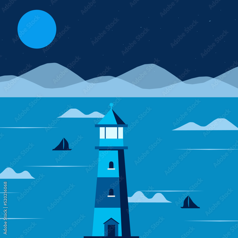 lighthouse in the night vector