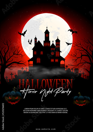 Halloween horror background with the scary house.