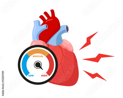 Hypertension or tachycardia vector illustration. High blood pressure icon.