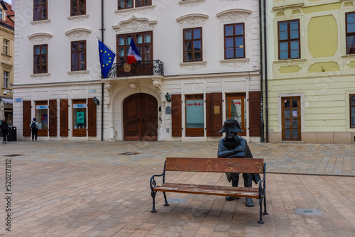 Photography BRATISLAVA, SLOVAKIA, 21 FEBRUARY 2022: Statue of Napoleon in the square of the