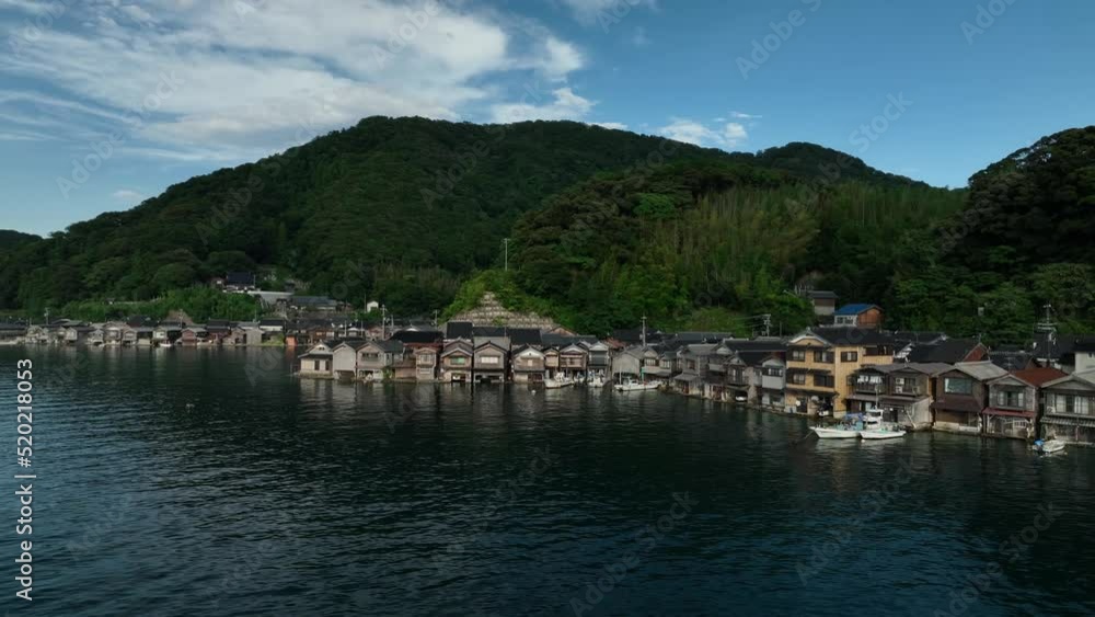 Fast rotate around funaya boat houses in coastal town of Ine, Kyoto Fast rotate around funaya boat houses in coastal town of Ine, Kyoto