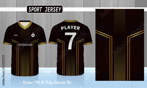 Sports jersey template for team uniforms can be used for badminton, football and basketball in front and back view.  Tshirt mock up for sport club. Vector Illustration.