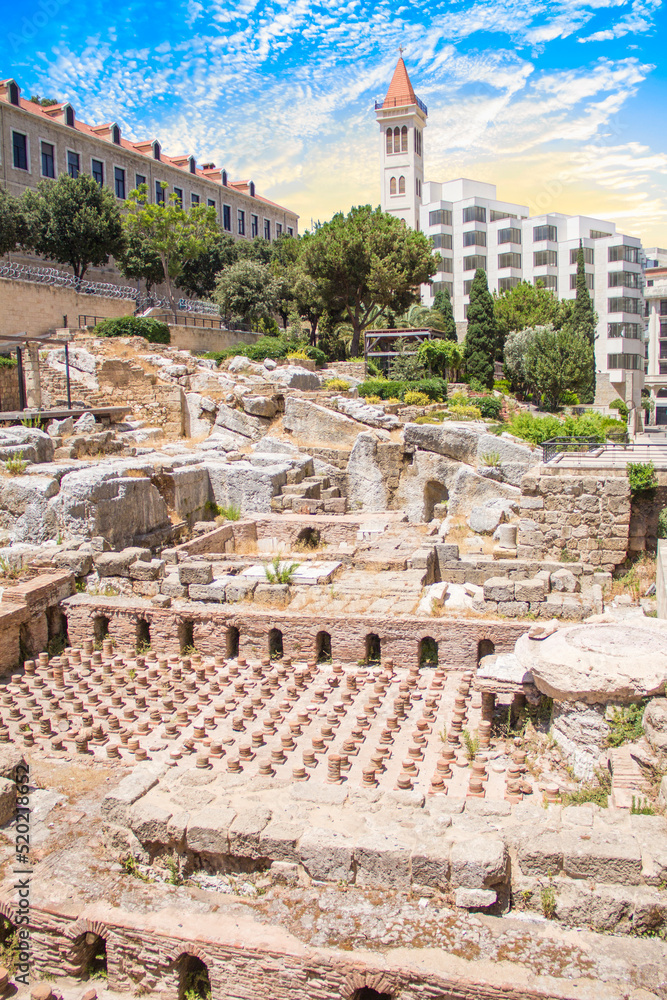 Fototapeta premium Beautiful view of the Roman Baths next to the Grand Palace in Beirut, Lebanon