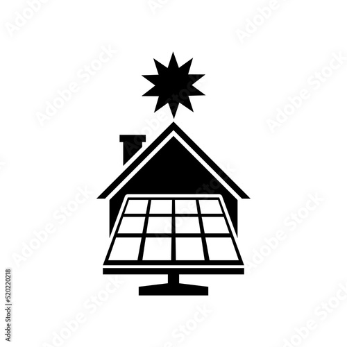 House solar energy icon isolated on white background