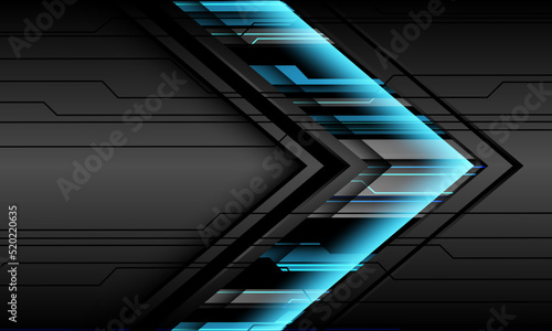 Abstract blue grey metal black cyber arrow direction futuristic technol