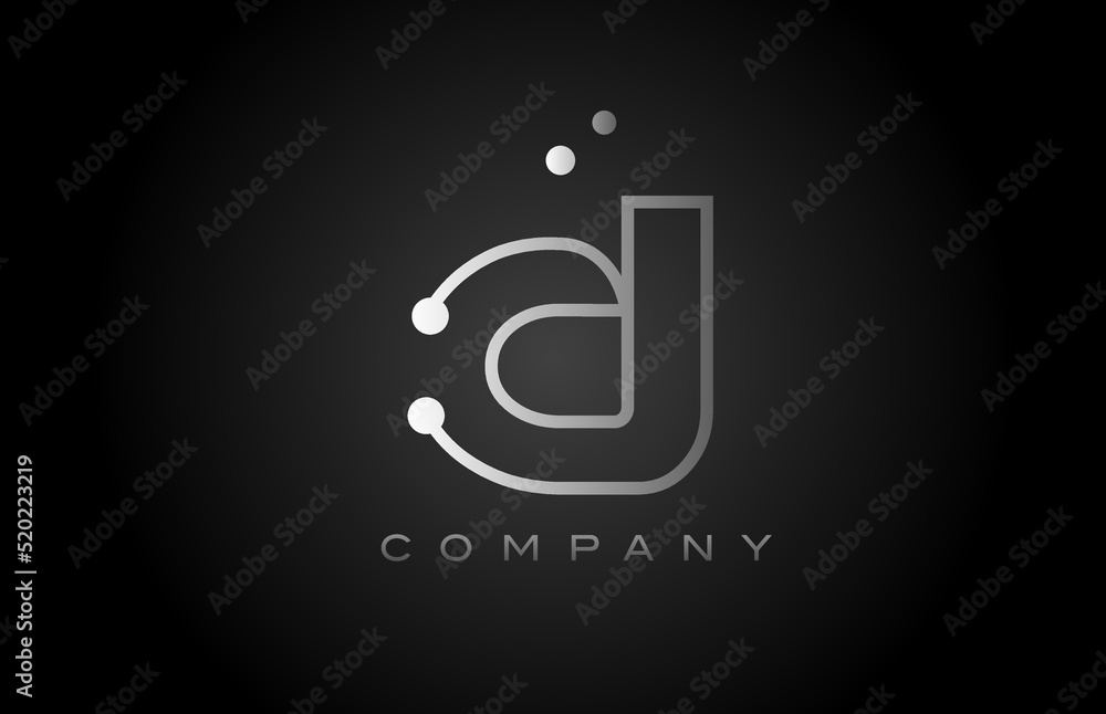 Fototapeta premium black white grey D dot line alphabet letter logo icon design. Creative template for company and business