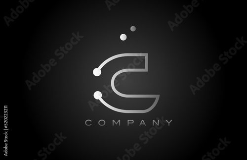 black white grey C dot line alphabet letter logo icon design. Creative template for company and business