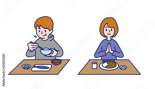 食事する男性と女性