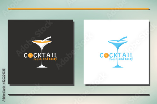 Vintage Cocktail logo design vector