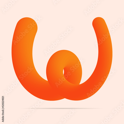 Wallpaper Mural W letter made of shinny orange color design. Vector isolated font for bright logo, poster, headline, etc. Torontodigital.ca