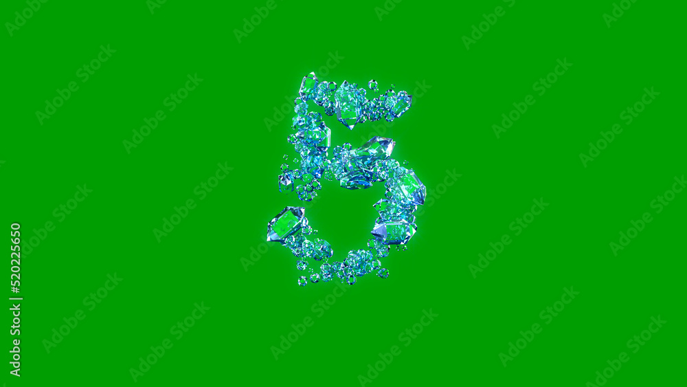 nice blue transparent brilliants alphabet - number 5, isolated - object 3D rendering nice blue transparent brilliants alphabet - number 5, isolated - object 3D rendering