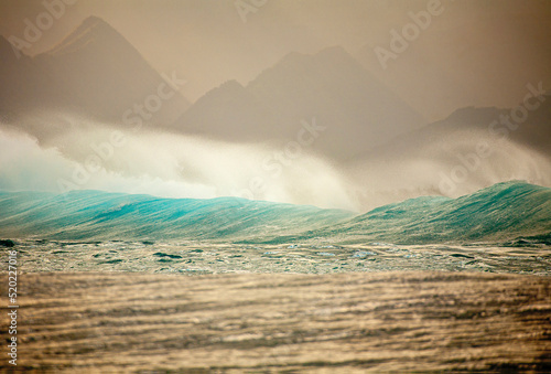 landscape with ocean clouds and mountains