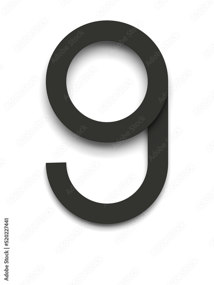 Number 9 made of several black simple geometric shapes lying on top of each other with 3D effect and shadows on white background, 3d rendering Number 9 made of several black simple geometric shapes lying on top of each other with 3D effect and shadows on white background, 3d rendering