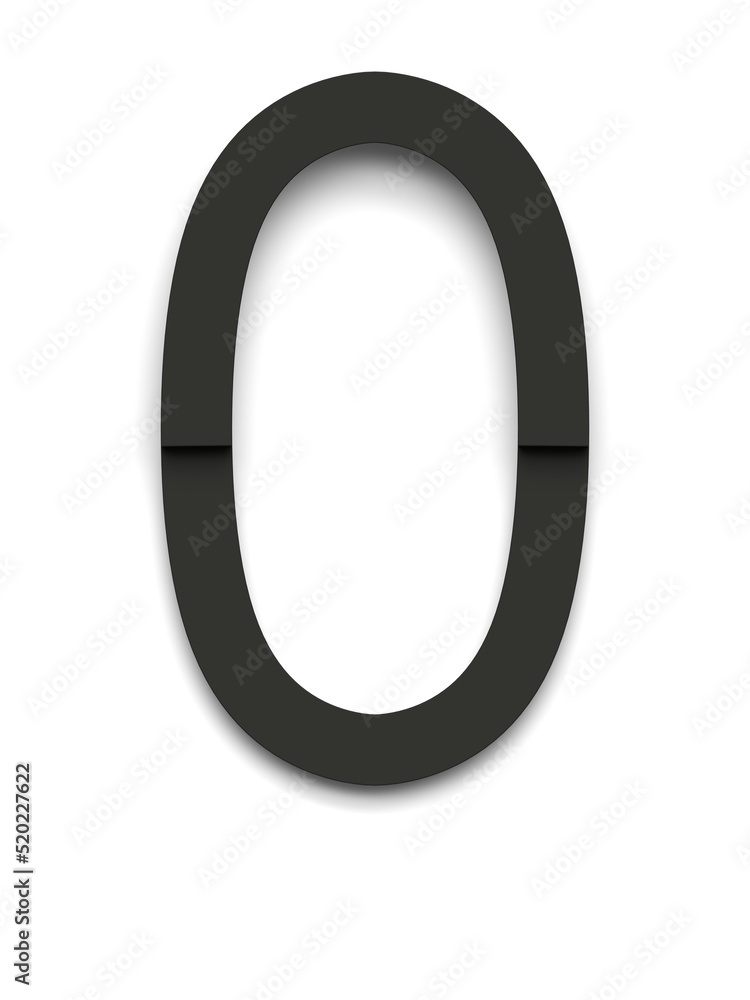 Letter O made of several black simple geometric shapes lying on top of each other with 3D effect and shadows on white background, 3d rendering Letter O made of several black simple geometric shapes lying on top of each other with 3D effect and shadows on white background, 3d rendering
