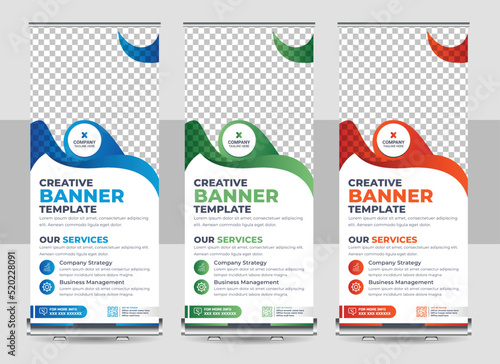 Set of business roll up banner template, Creative business agency stands roll up banner design template layout