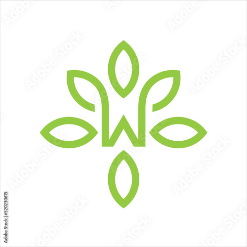 Vector Creative Abstract Outline Leaf Initial Letter W Logo Design Symbol Icon Template Illustrations