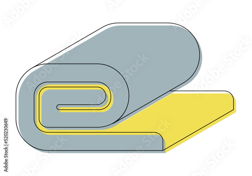 Flat colored icon of the rolled up travel mattress
