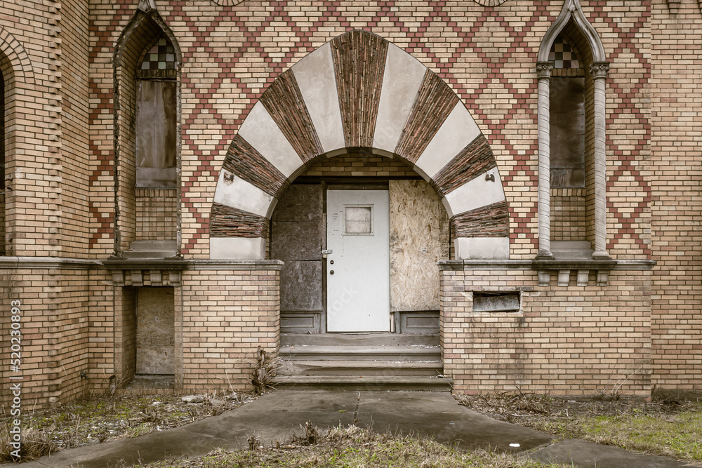Brick building with intricate designs left abandoned Brick building with intricate designs left abandoned