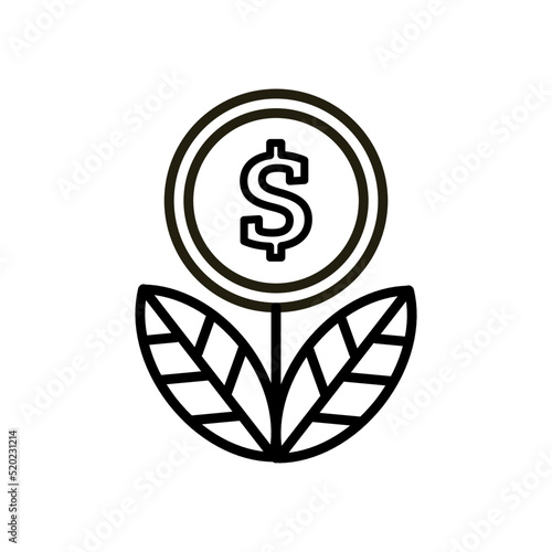 dolar roślinka, wzrost, inwestycja - ikona  wektorowa