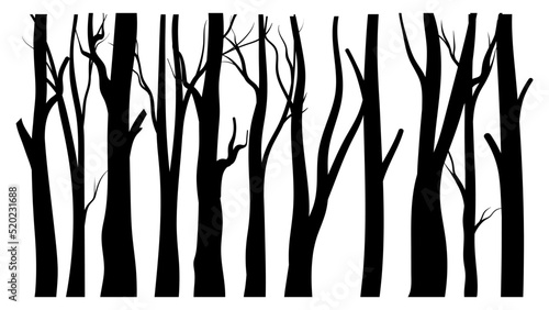 Tree without leaves silhouette vector elements collections