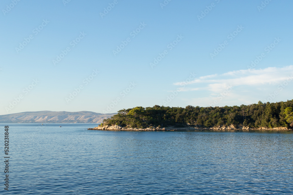 Adriatic coast near town Lopar on the island Rab, summer holiday destination in Croatia