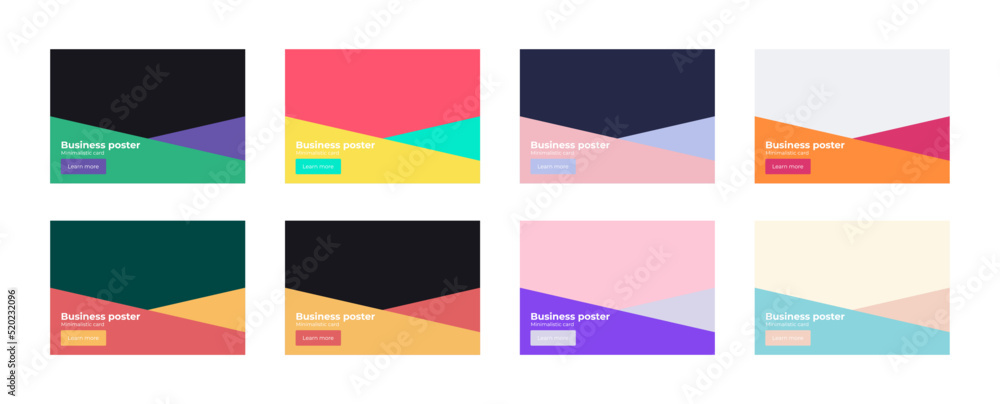 Business minimalistic poster set in different colors. Vector illustration concept