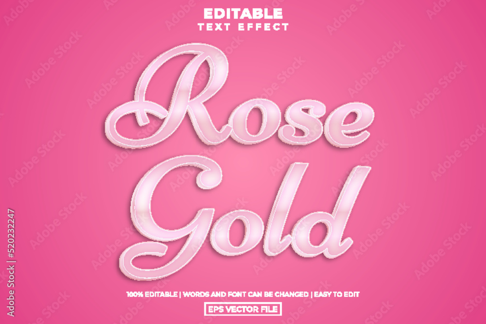 Calligraphy valentine rose gold text style, editable text effect template vector illustration Calligraphy valentine rose gold text style, editable text effect template vector illustration