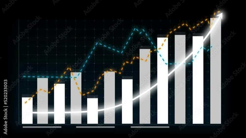 Profit Rise Business growth concept in allusive graph chart showing marketing sales ...