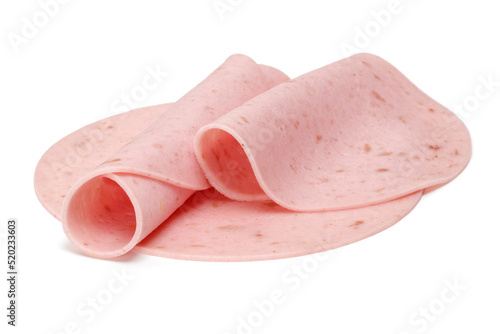 sliced ham isolated on white background