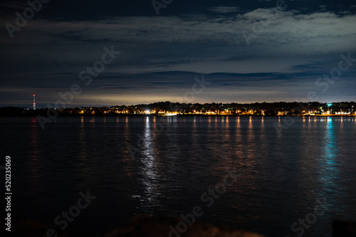 centennial beach barrie at night time building lights boat yard all in view  © contentzilla