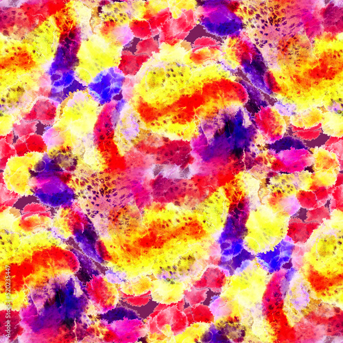 Watercolor abstract seamless pattern. Creative texture with bright abstract hand drawn elements. Abstract colorful print. 