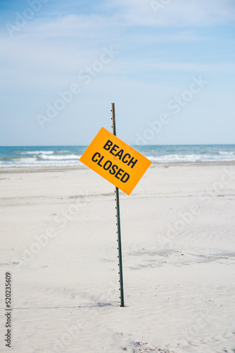 Beach closed sign