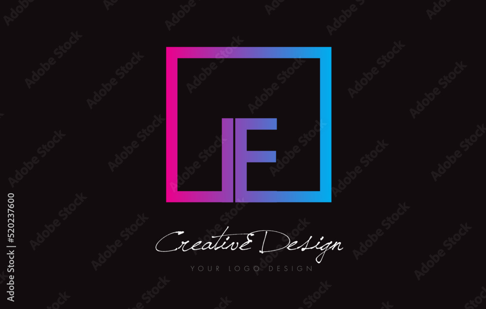 IE Square Frame Letter Logo Design with Purple Blue Colors. IE Square Frame Letter Logo Design with Purple Blue Colors.