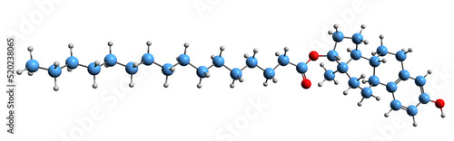  3D image of Estradiol palmitate skeletal formula - molecular chemical structure of steroidal estrogen isolated on white background
 photo