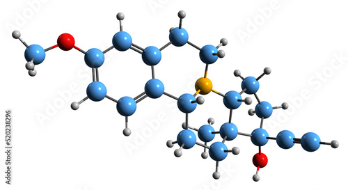 3D image of Estrazinol skeletal formula - molecular chemical structure of estrazinol hydrobromide isolated on white background photo