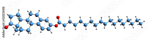 Fotografie, Obraz 3D image of estrone 3-oleate skeletal formula - molecular chemical structure of