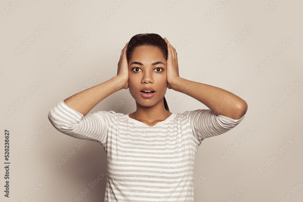 Cute surprised woman with opened mouth on white background Cute surprised woman with opened mouth on white background